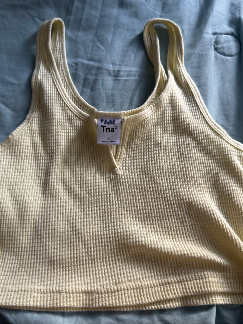 TNA Pale Yellow Ribbed Tank